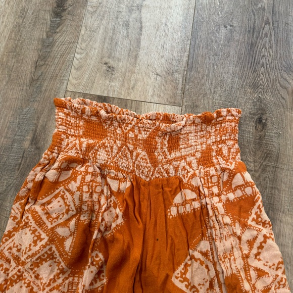 Free People Boho Orange Floral Flowey Pants Size S - Picture 2 of 5